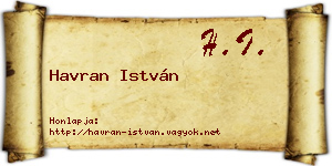 Havran István névjegykártya